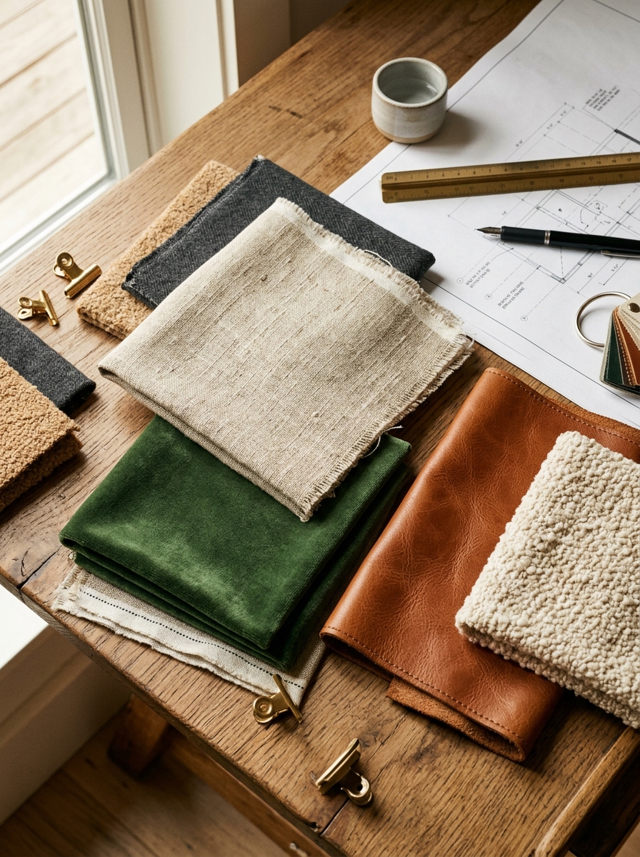 Luxury upholstery textile samples and swatches